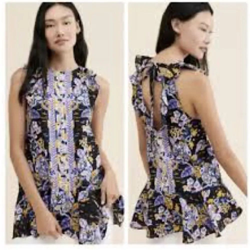 Free People Womens Summer In Tulum Linen Floral Tunic Top, size small.